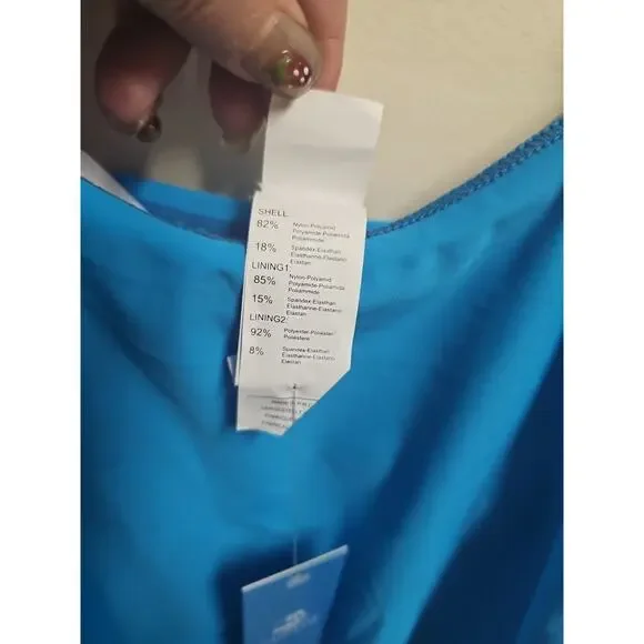 Cupshe Women's Plus Size Turquoise Ruffle Ruched One Piece Swimsuit Size 1X NWT - Picture 3 of 4